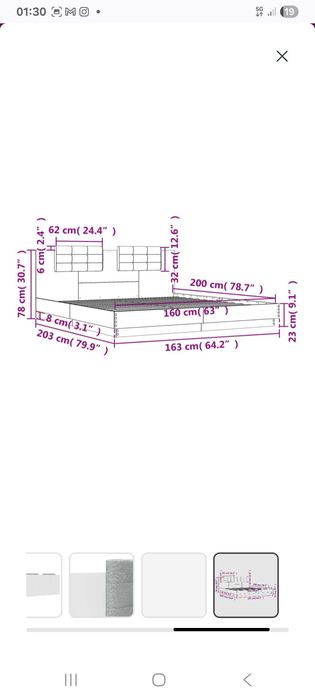 Cama casal branca com leds