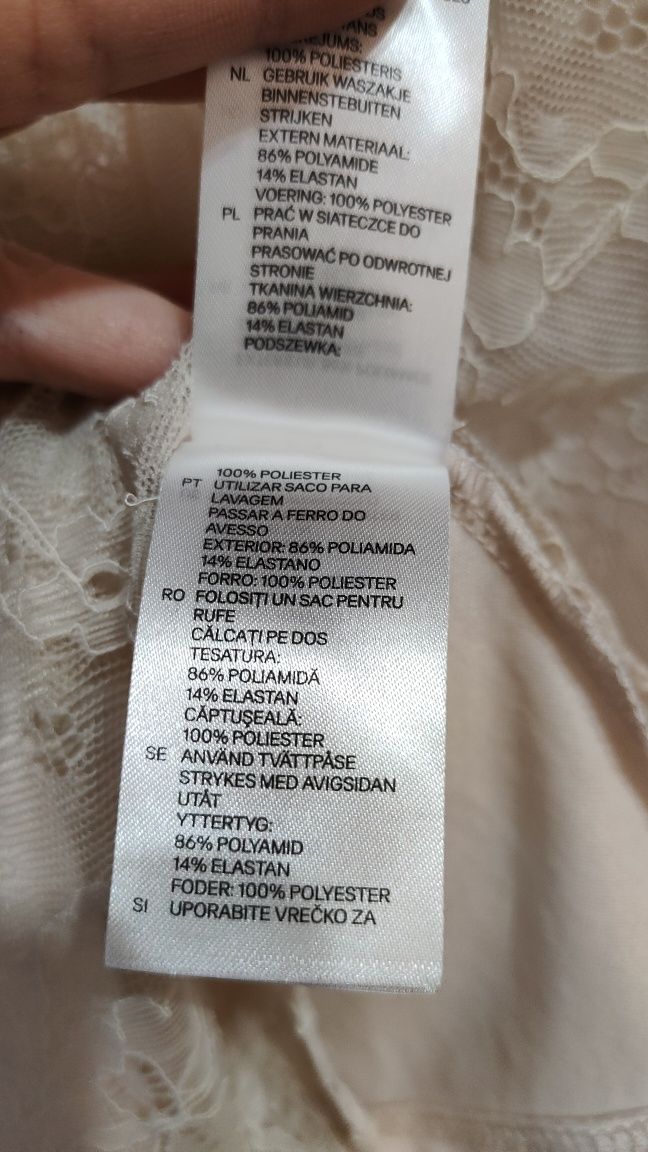 Sukienka kremowa H&M koronkowa 38 36 M S