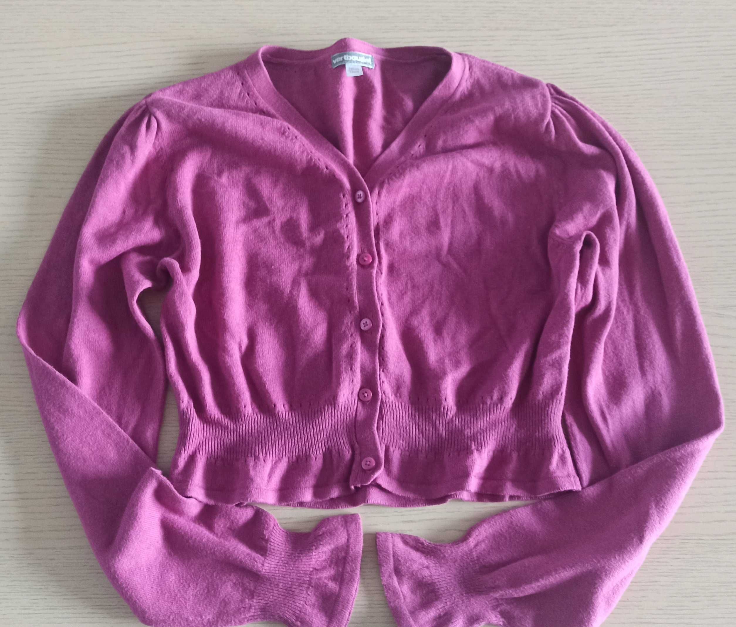 Sweter 146, różowy, rozpinany, dziewczęcy