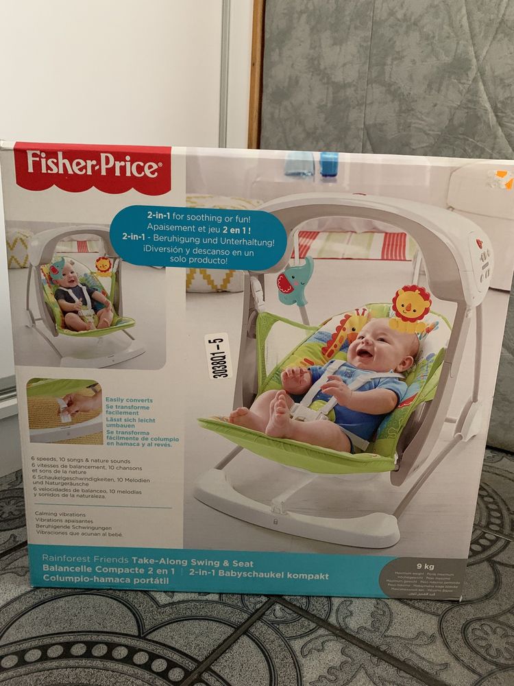 Fisher Price Huśtawka-Leżaczek dla Niemowląt 2w1 NOWA