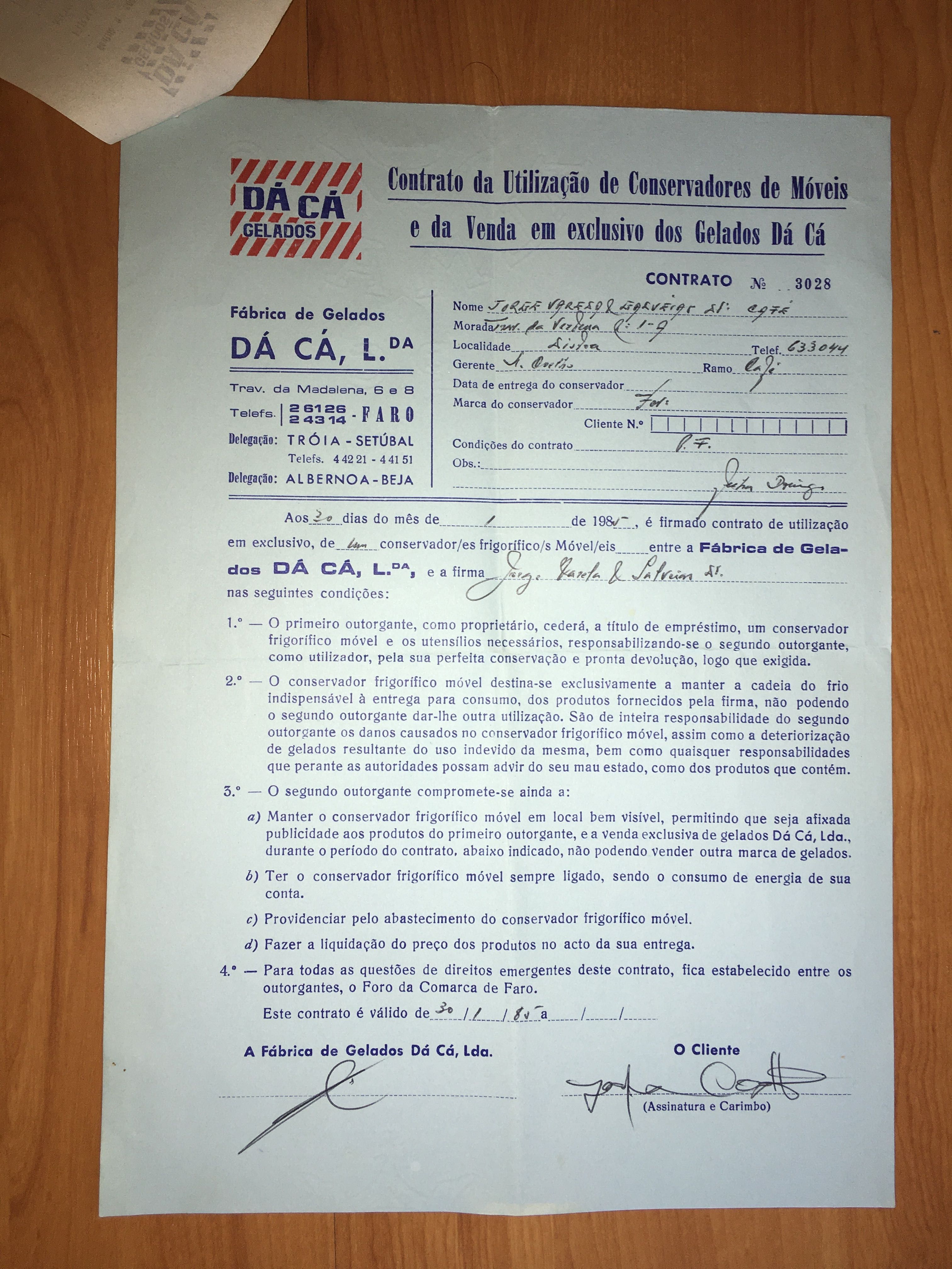 gelados DÁ-CÁ raro documento  anos 80