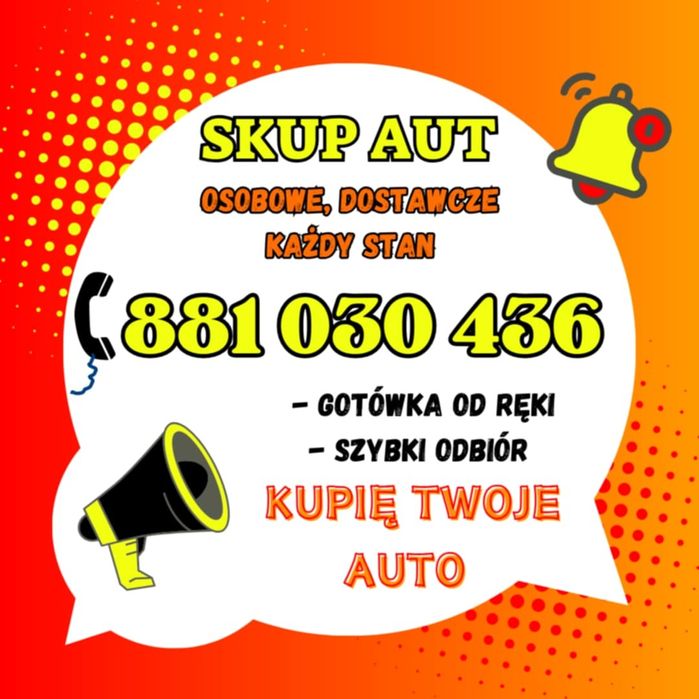 SKUP SAMOCHODÓW – Szybko, Legalnie, *PŁACĘ NAJLEPIEJ w okolicy* 

!!!