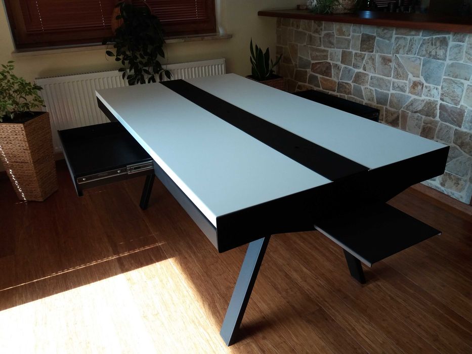 Stół 180x100 - dwa blaty, masywny, konstrukcja stalowa (nowy)