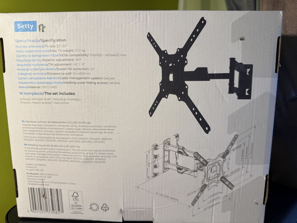 Uchwyt obrotowy do telewizorów LCD LED 32-60 cali