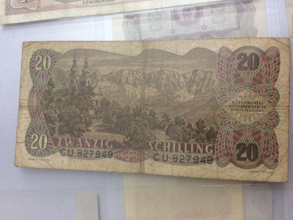 ÁUSTRIA, 3 Notas de 20 Schilings usadas ( 1956,1967e1986 ) BC e MBC