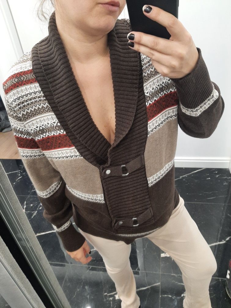Sweter brązowy brown sweater zimowy ciepły bawełna cotton świąteczny c