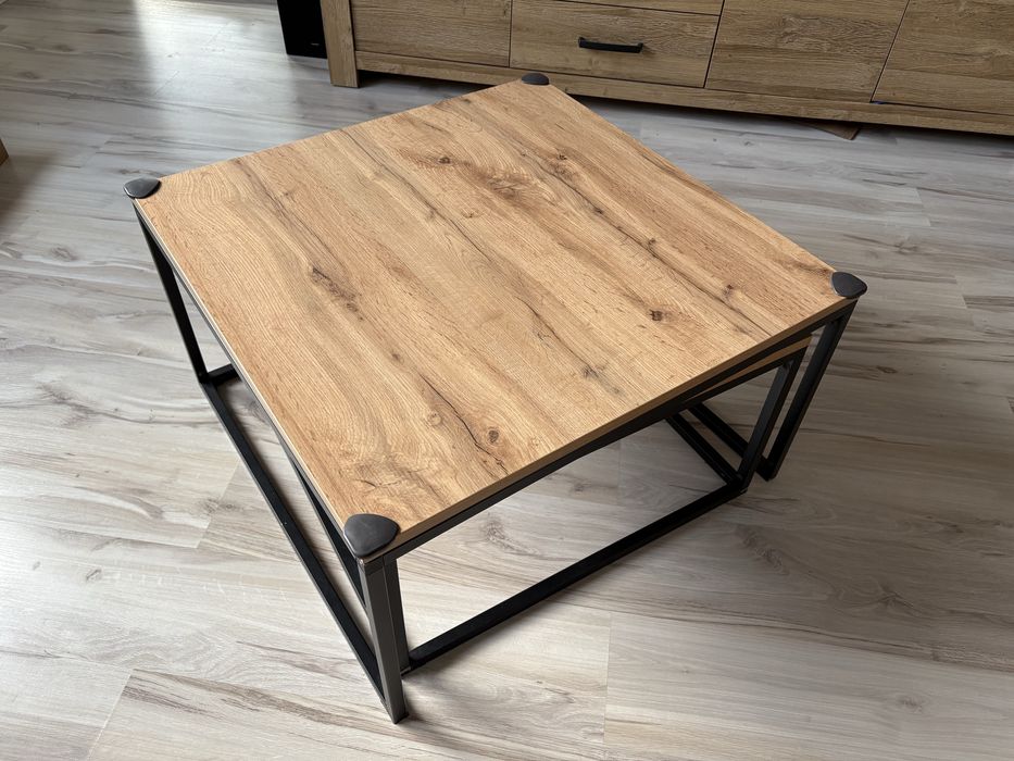 Sfolik kawowy drewniany stoliki komplet dab wotan