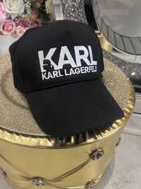 Czapka karl lagerfeld czarna bialy haft logo