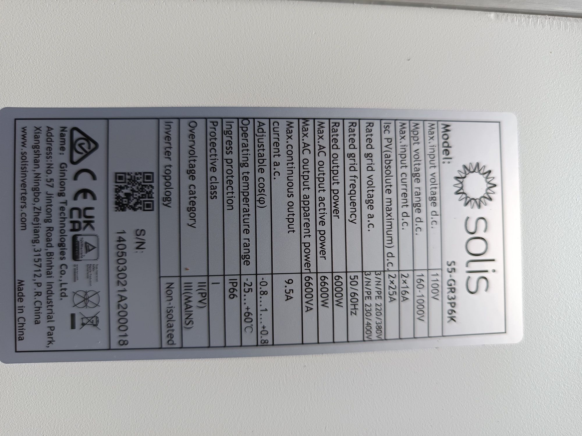 Solis inwenter S5-GR3P6K wi-fi