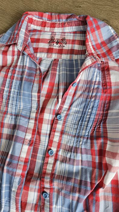 Koszula dziewczęcą w kratę rozm. 122/128