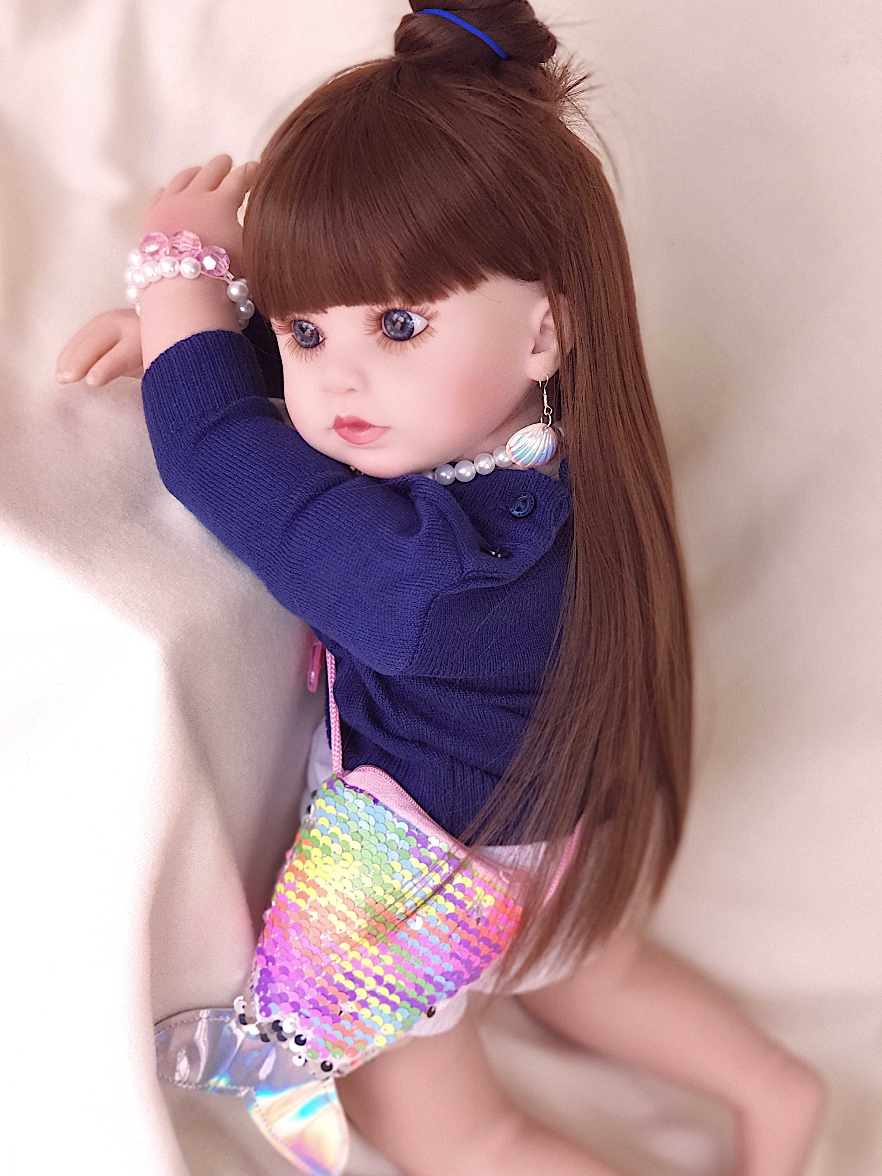 Boneca Reborn, Corpo em Tecido, Cabelo comprido, 60cms, 1.5Kgs (Novo)