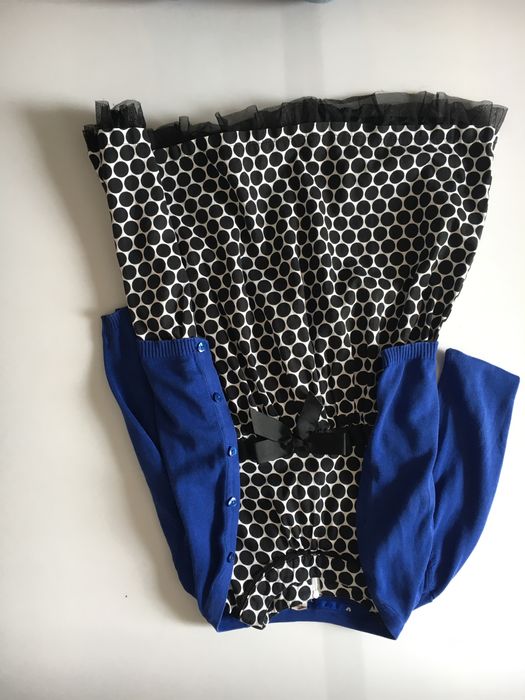 Elegancka czarno-biala sukienka Petit Palais 120 + sweterek wyjsciowa