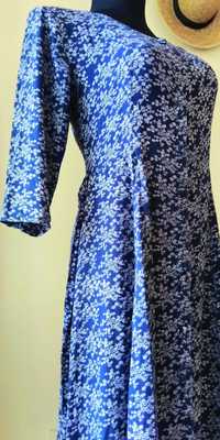 sukienka 40/L  długa rozpinana, wiązana viskoza lato jesień #vintage