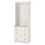 Roupeiro aberto c/3 gavetas, branco, 70x199 cm, Ikea Hauga