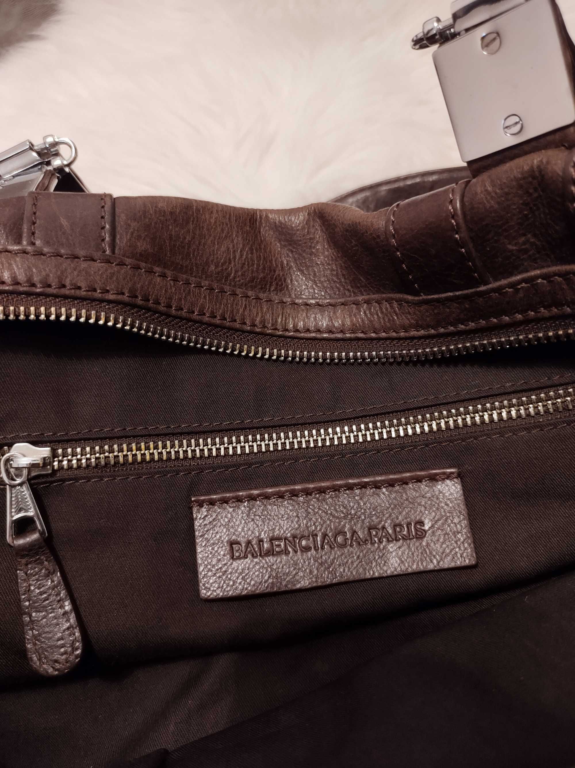 Balenciaga vintage torebka skórzana brązowa