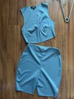 Komplet missguided niebieski top i kolarki 36