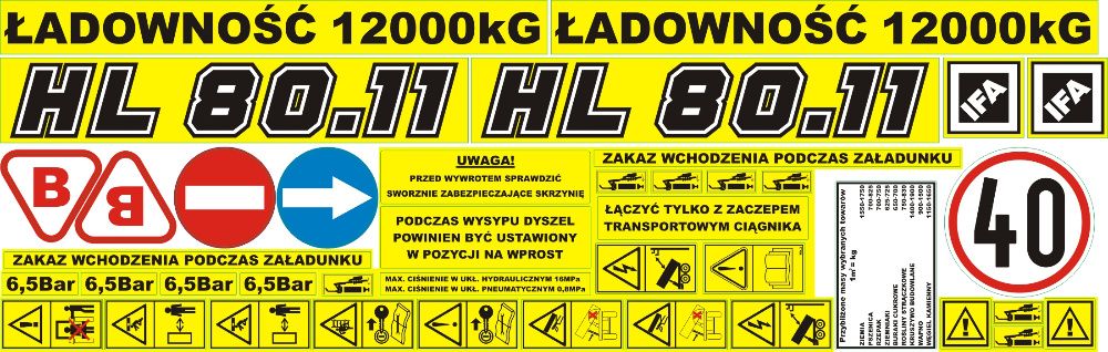 Naklejki Przyczepy HL 80.11 60.11 6t IFA 8t 12t