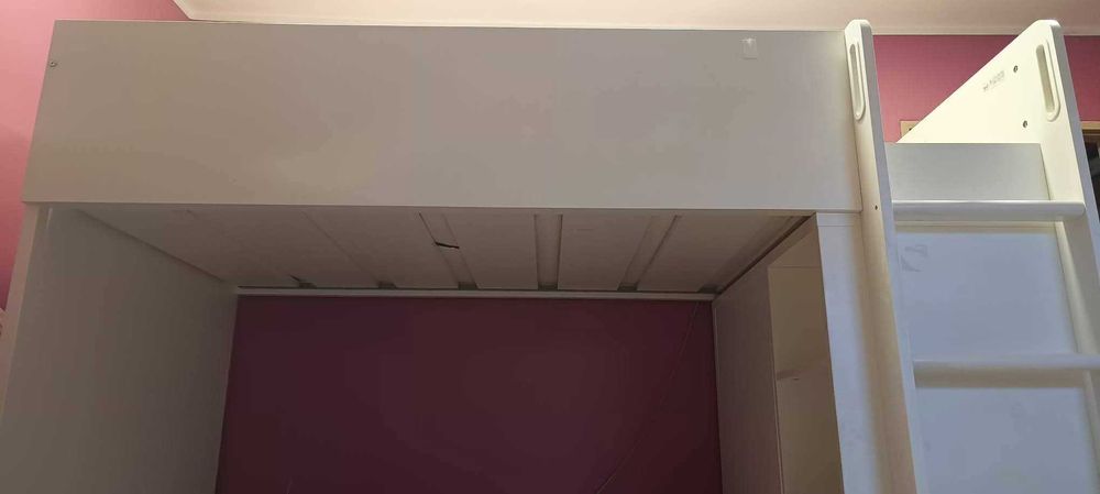 Łóżko piętrowe Ikea Samastad z biurkiem i materacem