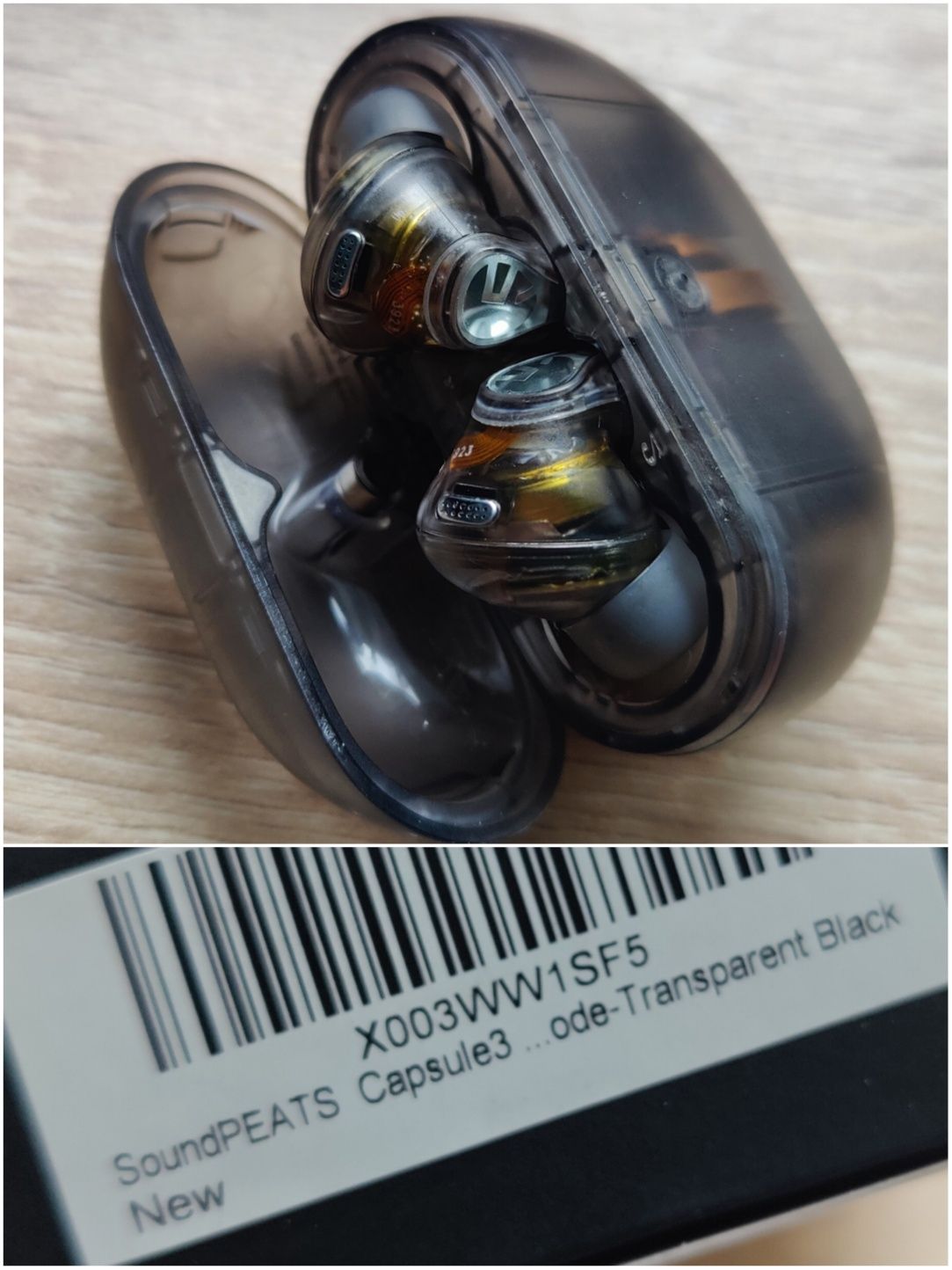 Soundpeats Capsule 3 Pro Transparentne Czarne 6 mikrofonów ANC zestaw