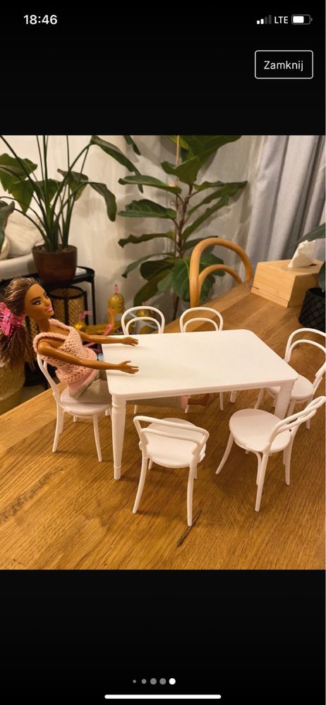 Zestaw mebelkow dla Barbie - stol i 6xkrzesla