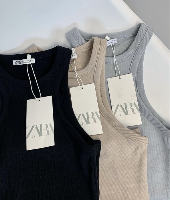 Топ білий майка чорна бежева zara біла в рубчик жіноча
