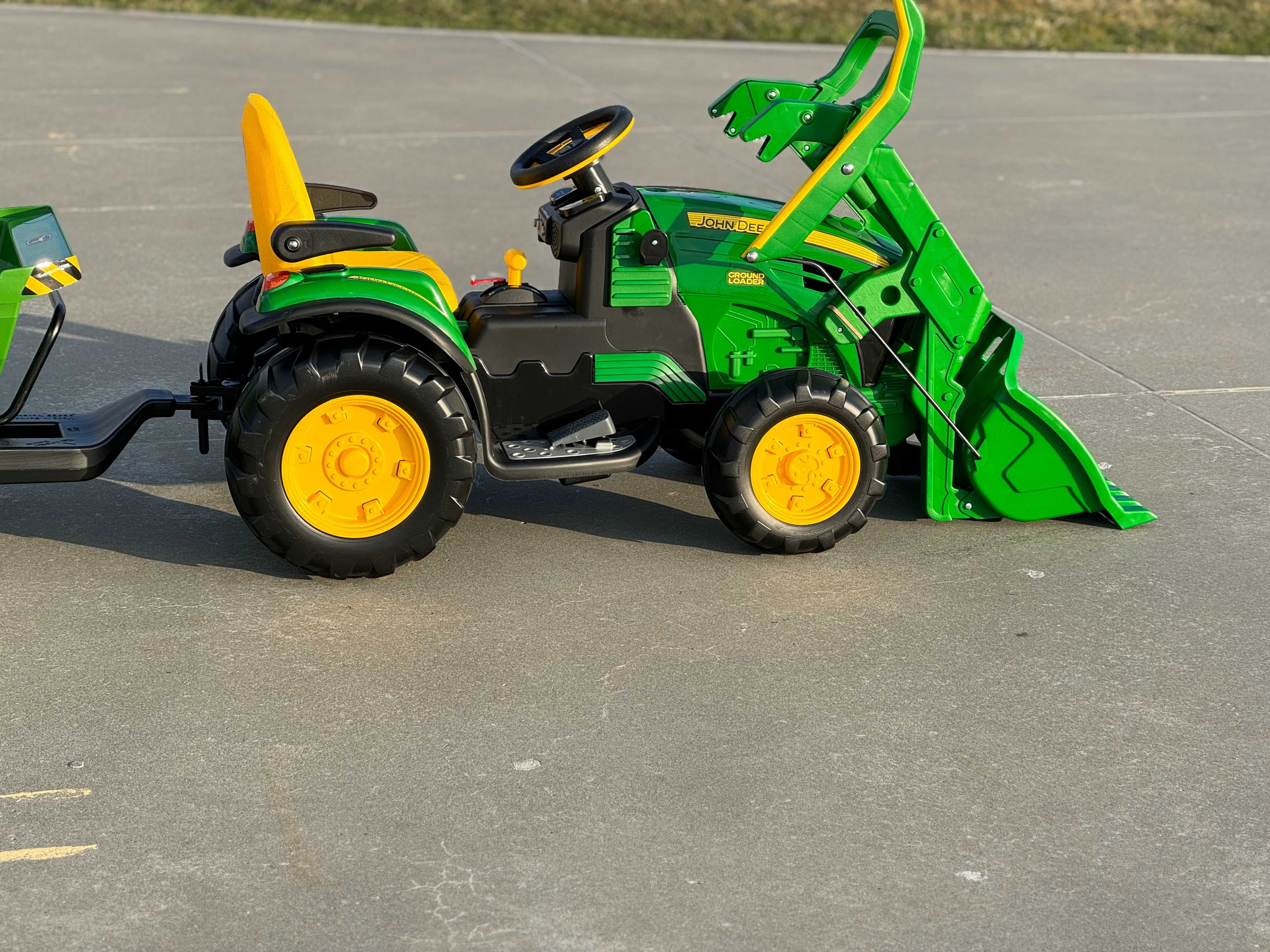 Traktor JOHN DEERE + koparka przyczepa zaczep NOWY zestaw Peg perego