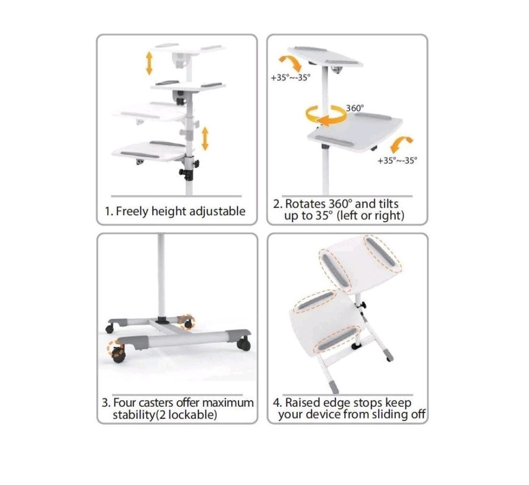 OKAZJA Mobilny Wózek Stolik Podstawka pod PROJEKTOR LAPTOP STOJAK biał