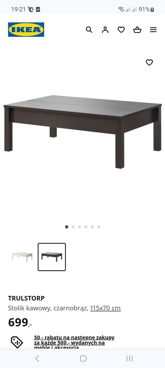 Ława stolik kawowy IKEA TRULSTORP ciemnobrazowy