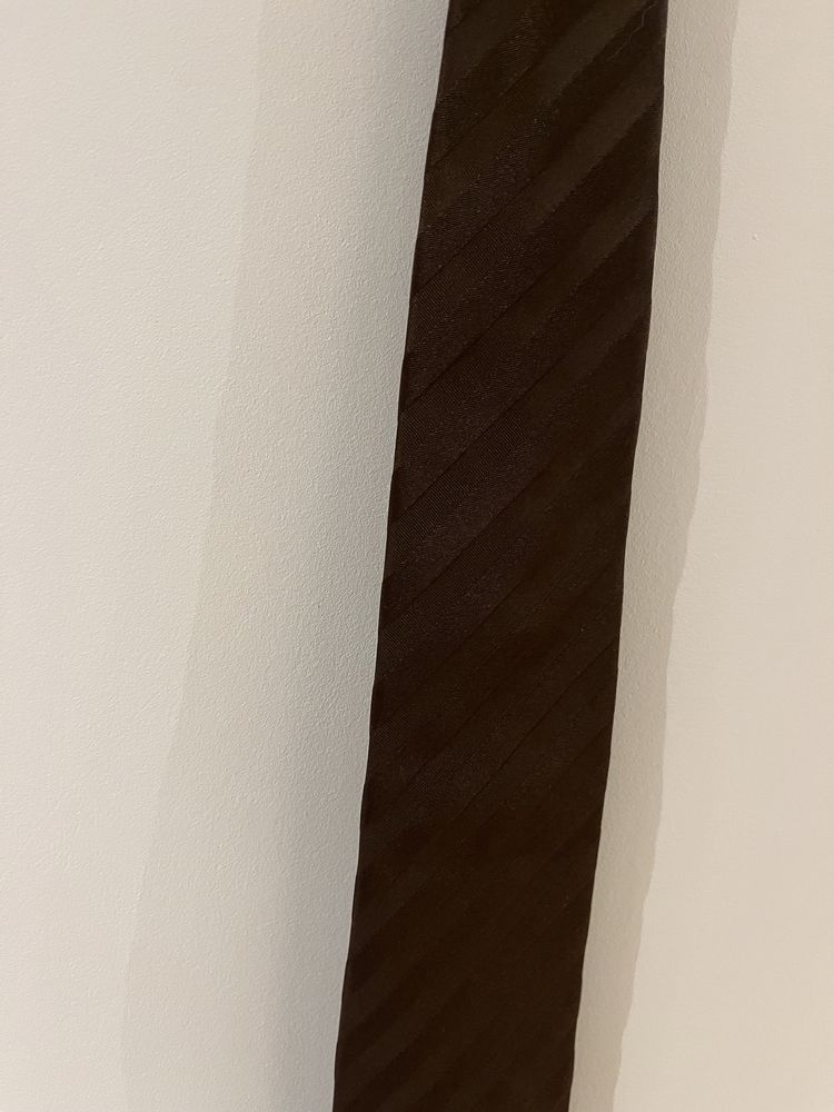 Hemlock brązowy jedwabny męski krawat w pasy paski vintage