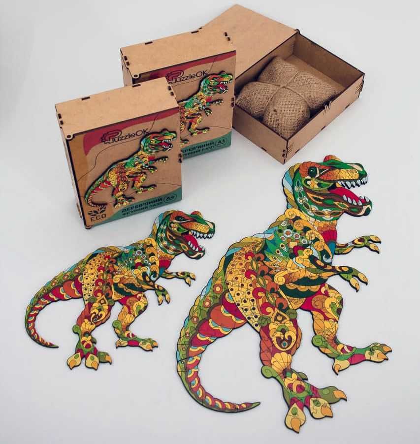 Тиранозавр РЕКС - пазли з дерева - файний подарунок для хлопчиків