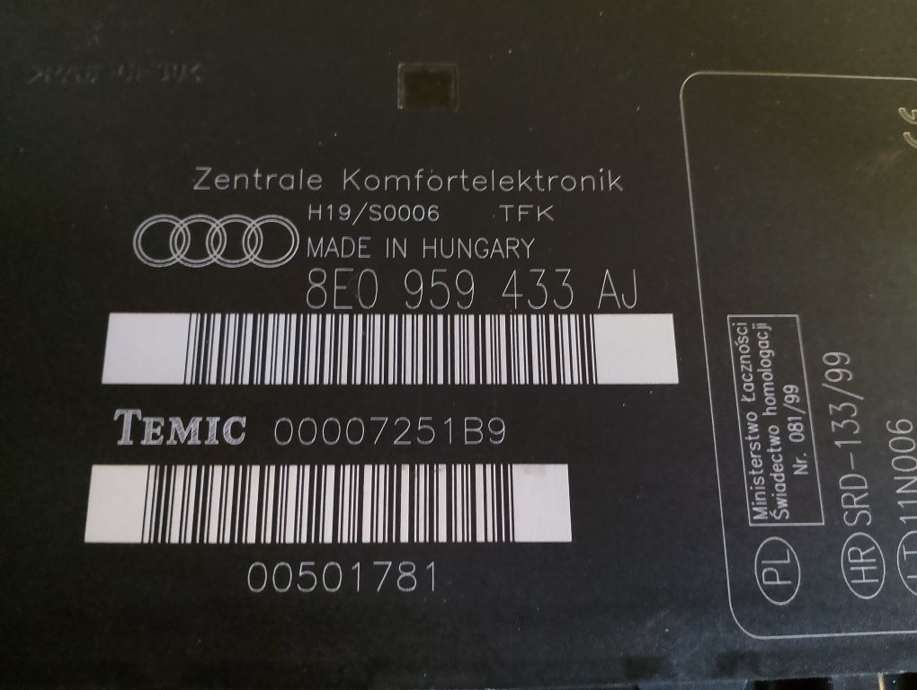 Moduł sterownik komfortu audi a4 b6 --8e0- -959- -433aj- Sprawny Euro