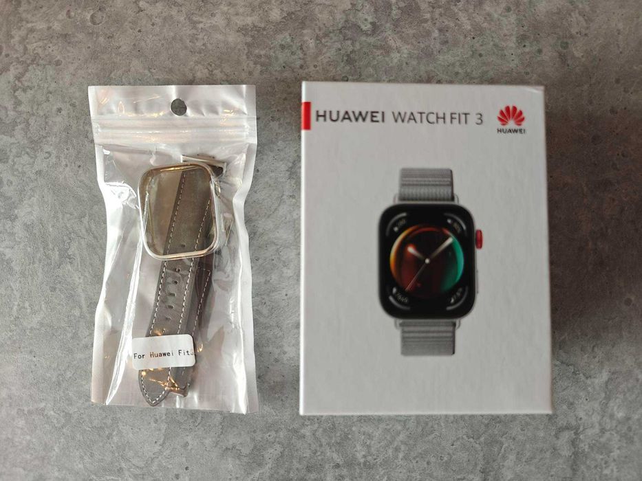 Smartwatch HUAWEI WATCH FIT 3 + Etui + dodatkowy pasek skórzany