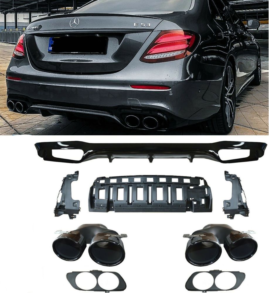 Диффузор заднего бампера насадки Mercedes Benz class W213 e43 e53 amg
