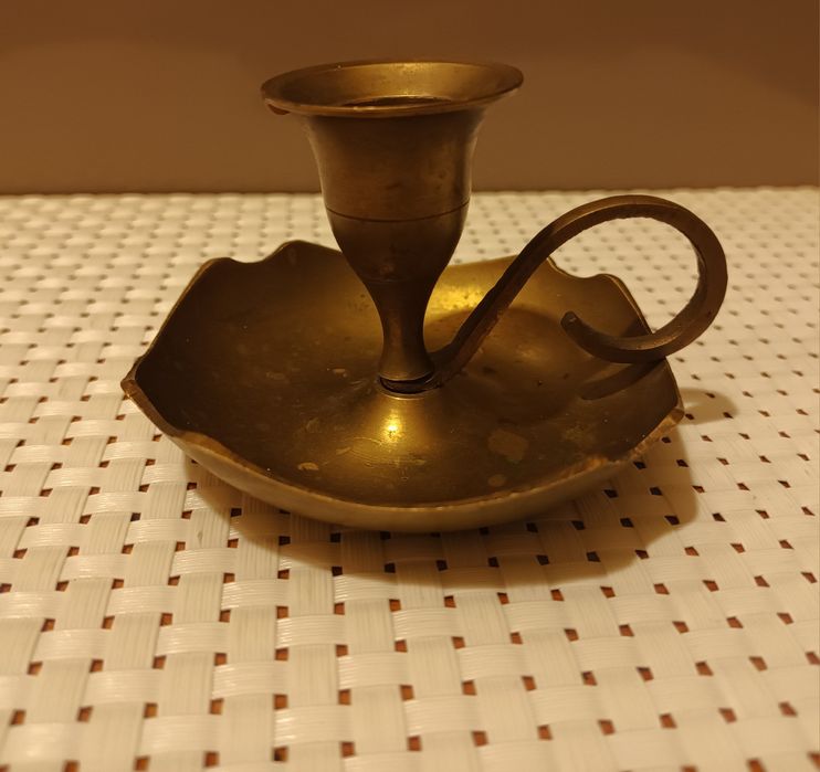 Świecznik mosiądz na cienką świeczkę