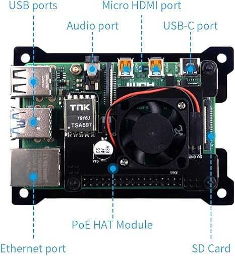 obudowa do Raspberry Pi Model 4B/3B+/3B/2B otwarta z wentylatorem 177