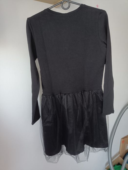 Czarna krótka sukienka z tiulem XS/S 34/36 na ostatki na święta