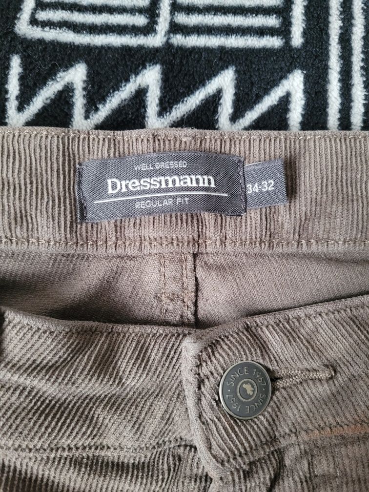 Spodnie męskie sztruksowe Dressmann 34/32 jak nowe!
