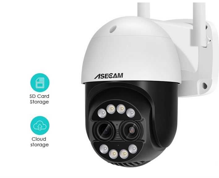 Беспроводная уличная бинокулярная WiFi камера PTZ  8mp ASECAM