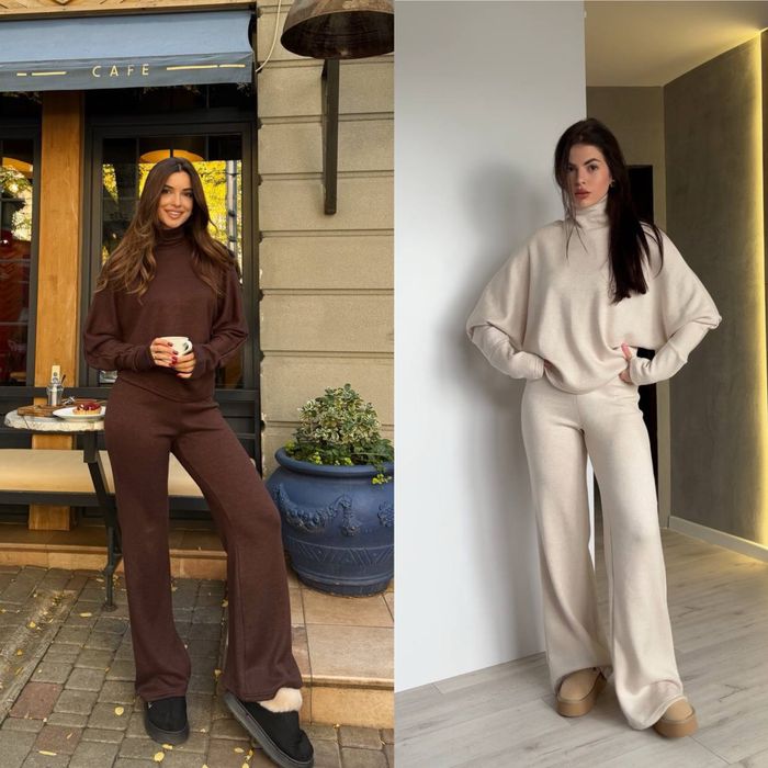 Женский теплый костюм ангора 42-48 шоколад,черный Жіночий костюм супер