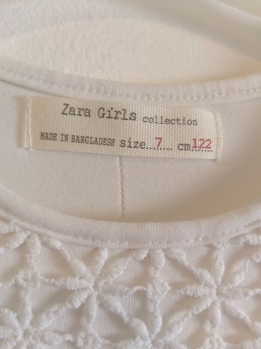Blusa branca Zara Kids, menina 7 anos