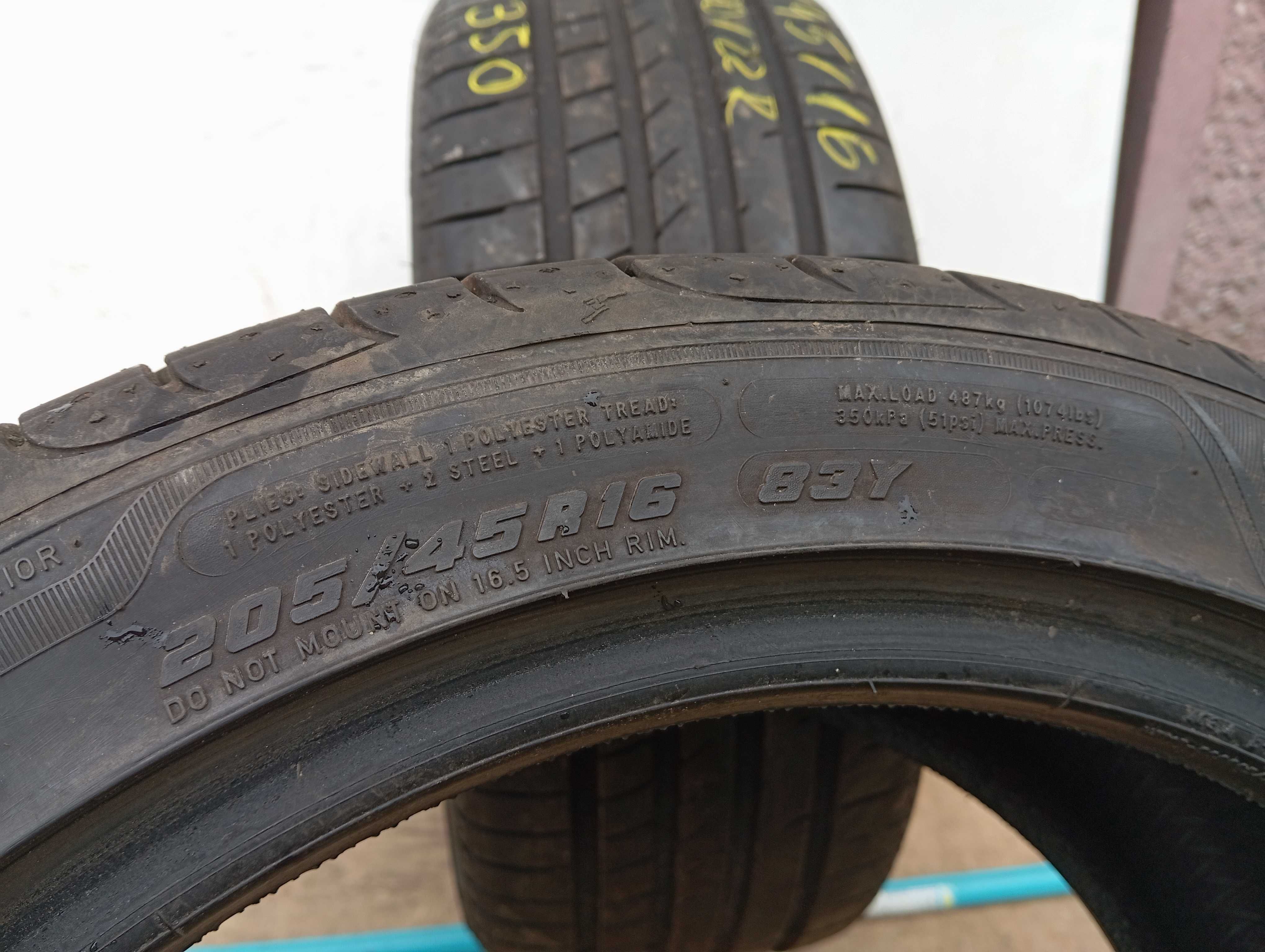 2x 205/45 R16 83Y Goodyear Eagle F1 Asymmetric 2 22/20r 8mm