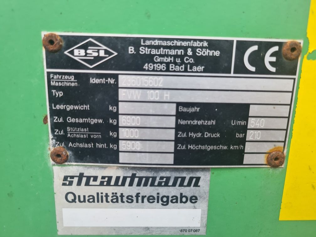Paszowóz strautmann FVW 100 H przyczepa/rozrzutnik