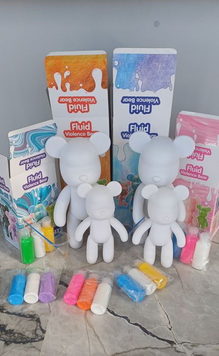 Флюидный мишка DIY Creative Fluid Bear 23см /33 см с красками