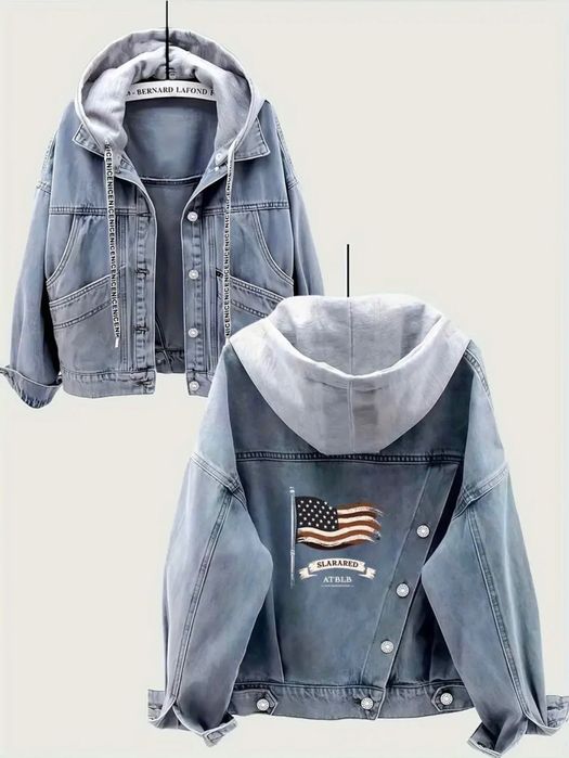 Джинсова куртка з капюшоном М