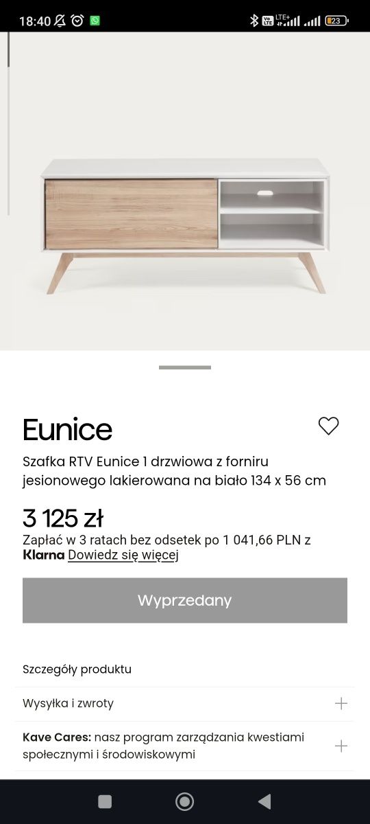Szafka RTV z forniru jesionowego, drewna i mdf