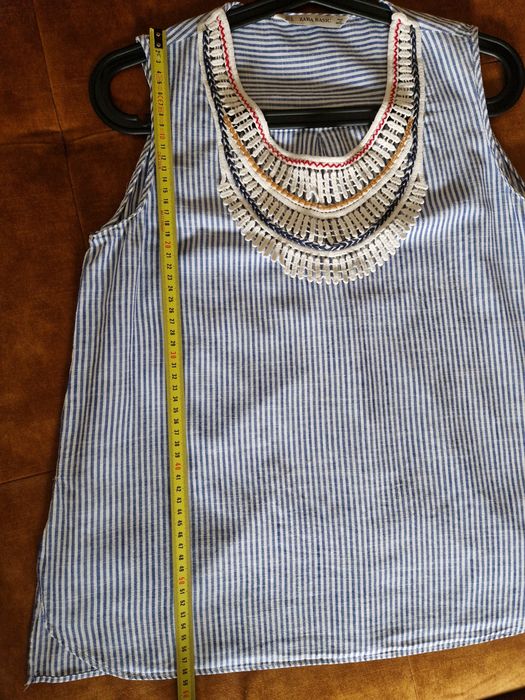 Bluzka boho Zara blekitna w paski 38 M