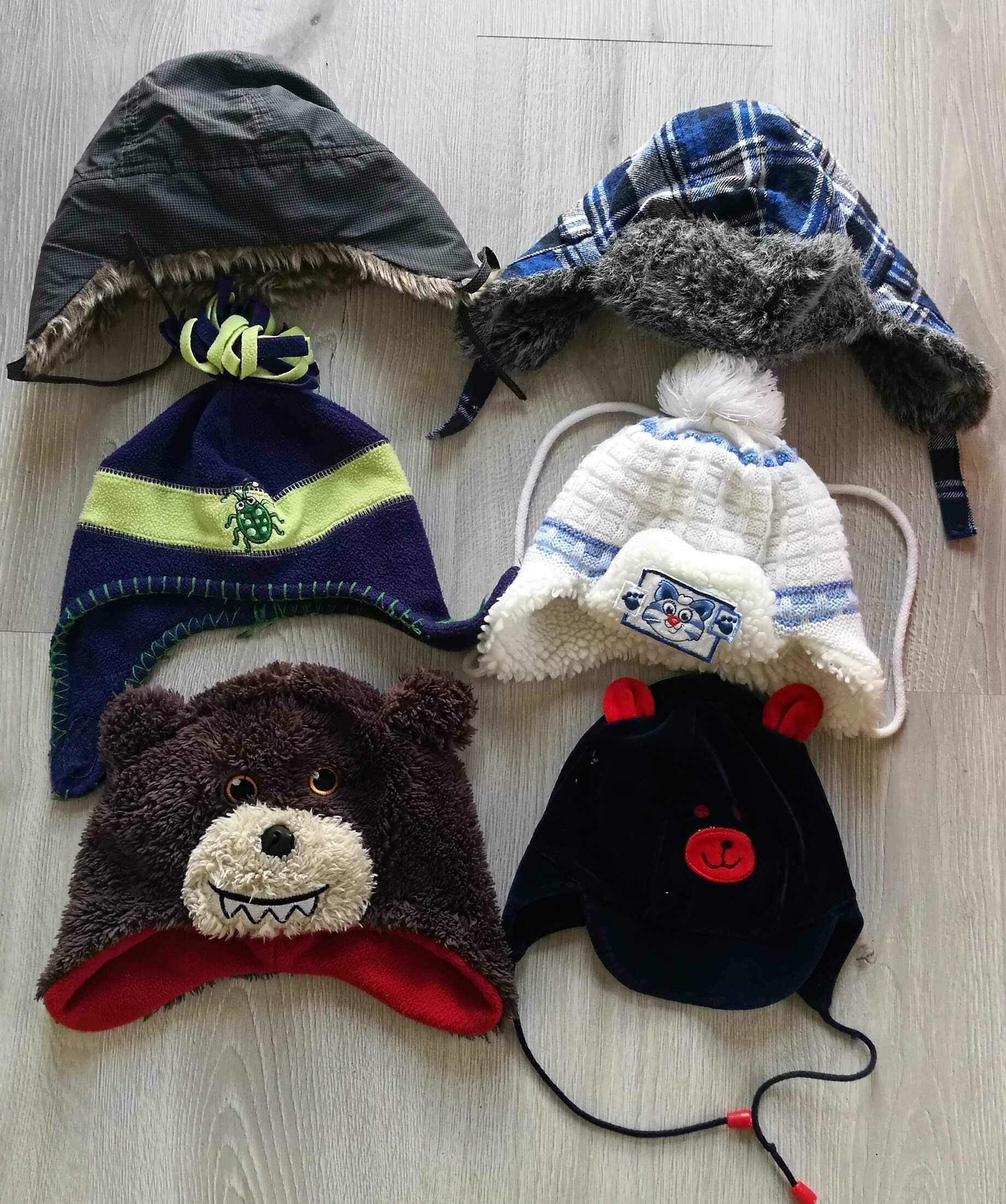 Zestaw 6 czapek dla chłopca jesienno-zimowe od 80