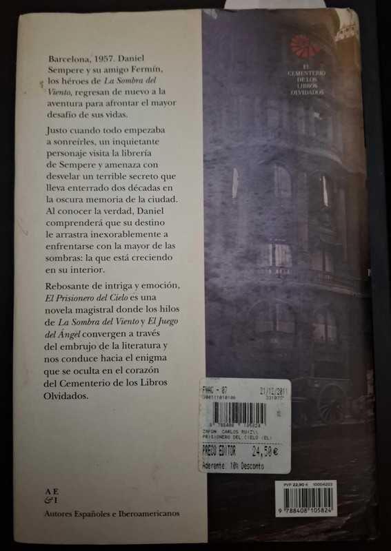 Livro: "El Prisionero del Cielo"