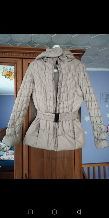 Kurtka damska zimowa marszczona beżowa rozm XL