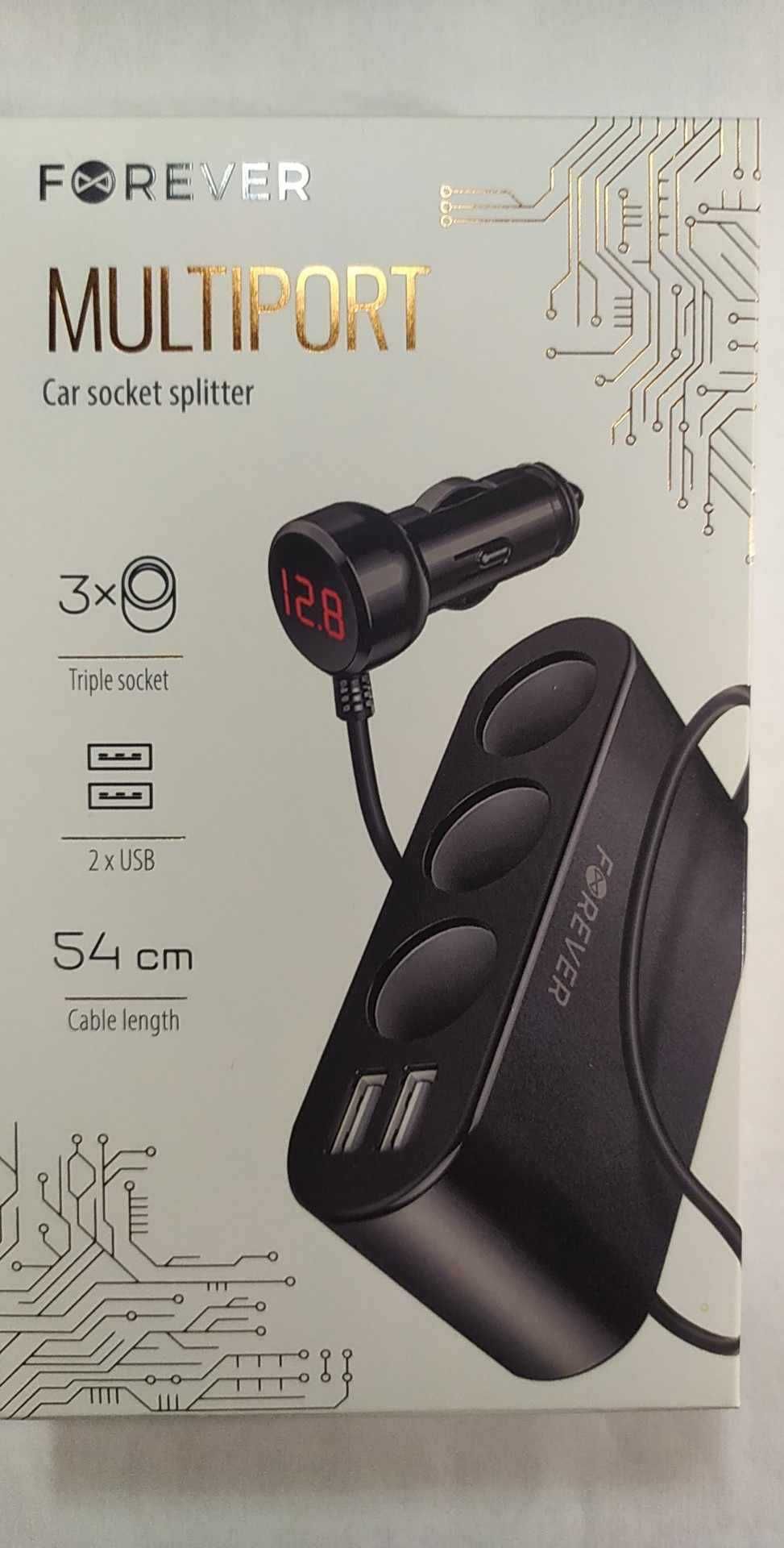 Forever rozdzielacz gniazda zapalniczki samochodowej 3x + 2xUSB 2,4A